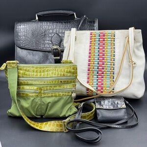 Brighton Lot 4 Pieces Bundle Purses Bags Pewter Briefcase Tote Crossbody Wallet